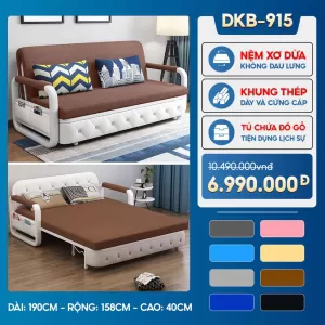 [Rộng 158cm] Sofa Giường DAKITA DKB - 915 Đầy Đủ Màu Sắc Có Hộc Tủ - Nệm Xơ Dừa Cao Cấp