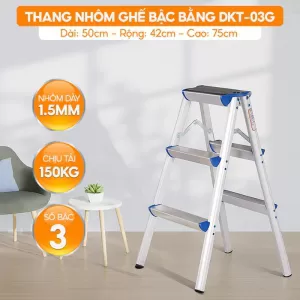 Thang Nhôm Ghế Đa Năng Gia Đình DKT-03G – Chữ A – 75cm