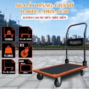 Xe Đẩy Hàng 4 Bánh DAKITA DKX4150 Tải 150Kg Dày 1.2ly