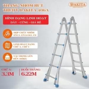 Thang Nhôm Rút Trượt Chữ A DAKITA DKT- 406A