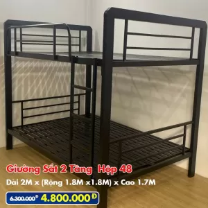 Giường Sắt Hai Tầng Hộp 48 Trên 1.8m Dưới 1.8m DAKITA Đen