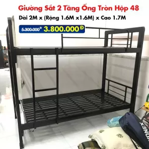 Giường Sắt Hai Tầng Hộp 48 Trên 1.6m Dưới 1.6m DAKITA Đen