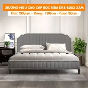 [Rộng 1.8m – Màu Xám] Giường Ngủ Cao Cấp Bọc Nệm DKB-8002 Xám - Vải Bố Thoáng Mát