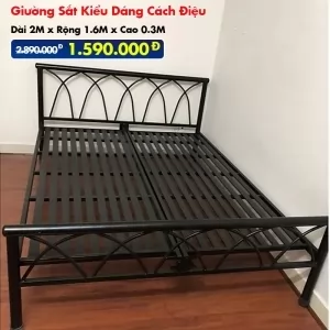 [Rộng 1.6M] Giường Sắt Kiểu Cách Điệu DAKITA Đen