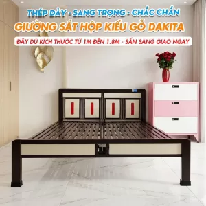 Giường Sắt Kiểu Gỗ Cao Cấp DAKITA Sang Trọng