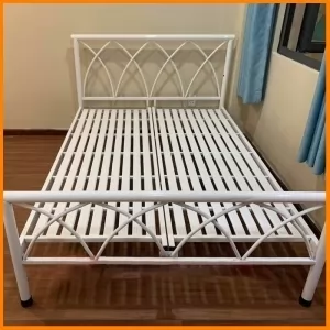 [Đa Dạng Kích Thước] Giường Sắt Kiểu Cách Điệu DAKITA Trắng Kem