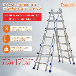 Thang Nhôm Rút Trượt Chữ A DAKITA DKT- 407A
