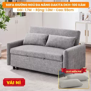 [Màu Xám Đậm-Vải Nỉ] Sofa Giường Ngủ Đa Năng DAKTIA DKH-100-Xám Trắng- Tải Trọng 500KG