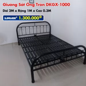 [Rộng 1m] Giường Sắt Ống Tròn DAKITA DKGX-1000 Đen