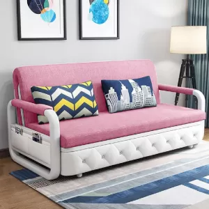 Ghế Sofa Giường DAKITA DKB-912-Hồng Có hộc tủ - Giường Ngủ Thông Minh Gấp Thành Sofa [ Vải thoáng mát]