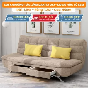 [Nệm Dày - Hộc Tủ Gỗ - Chân Thép Dày] Sofa Giường Cao Cấp Nệm Dày Thương Hiệu DAKITA