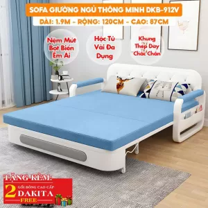 Sofa Giường DAKITA DKB-912V - Rộng 120cm - Nệm Mút Bọt Biển - Hộc Tủ Vải