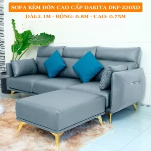 Sofa Kèm Đôn Cao Cấp DAKITA DKF-220XD - Màu Xám Đậm