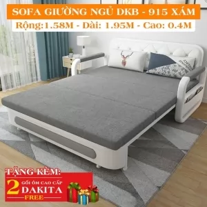 Ghế Sofa Giường DAKITA DKB-915-Xám Có hộc tủ - Giường Ngủ Thông Minh Gấp Thành Sofa [ Vải thoáng mát]