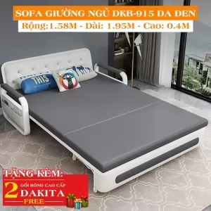 Ghế Sofa Giường DAKITA DKB-915-Da Đen Có hộc tủ - Giường Ngủ Thông Minh Gấp Thành Sofa [ Vải thoáng mát]