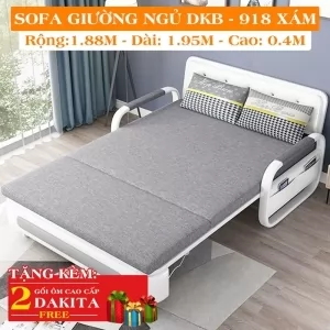 Ghế Sofa Giường DAKITA DKB-918-Xám Có hộc tủ - Giường Ngủ Thông Minh Gấp Thành Sofa [ Vải thoáng mát]