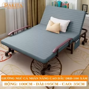 [Rộng 100cm] Giường Ngủ Cá Nhân Có Nệm Xếp Gọn DAKITA DKB-100 XÁM