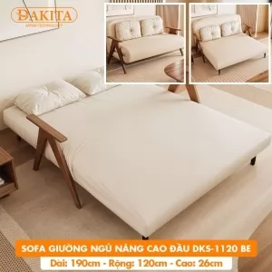 Giường Ngủ Thành Ghế DAKITA DKS-1120 - Màu Be - Giường Ngủ Có Nệm Xếp Gọn Đa Năng (Rộng 120cm) 