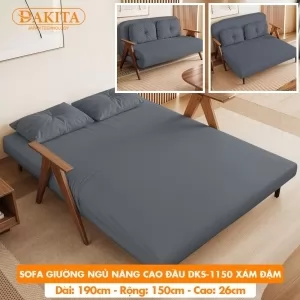 Giường Ngủ Thành Ghế DAKITA DKS-1150 - Màu Xám Đậm - Giường Ngủ Có Nệm Xếp Gọn Đa Năng (Rộng 150cm) 