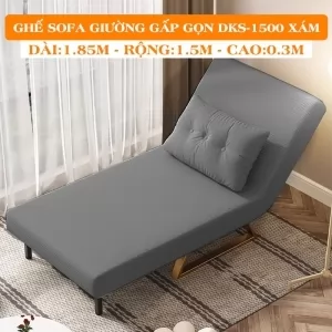 Ghế Sofa Giường Đa Năng DAKITA DKS-1500 Xám. [Chất Liệu Vải Nhung - Khung Thép Chịu Tải 400kg]