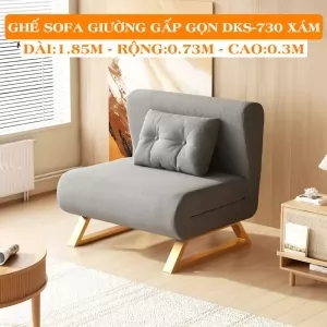 Ghế Sofa Giường Đa Năng DAKITA DKS-730 Xám. [Chất Liệu Vải Nhung - Khung Thép Chịu Tải 400kg]