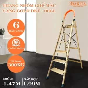 [SIÊU CAO - AN TOÀN TUYỆT ĐỐI ] Thang nhôm ghế DAKITA DKT-06GL – Chữ A 1.47m 