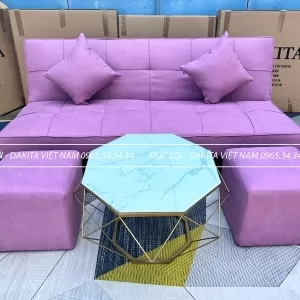 SOFA BED DAKITA MÀU HỒNG PHẤN [MÀU ĐẸP VẢI MỊN] 