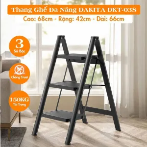 [3 BẬC - BẬC THANG TO]. Thang Ghế Đa Năng DAKITA DKT-03S – Chữ A 0.84m 