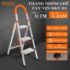 Thang nhôm ghế DAKITA DKT03 – Chữ A 0.7m [NHẸ - DỄ XÀI - BẬC THANG TO] 