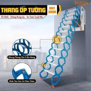 [ 100% NHÔM NHẸ VÀ KHÔNG GỈ SÉT]. Thang Gác Mái Gác Xếp Ốp Tường Thông Minh DKT-3000